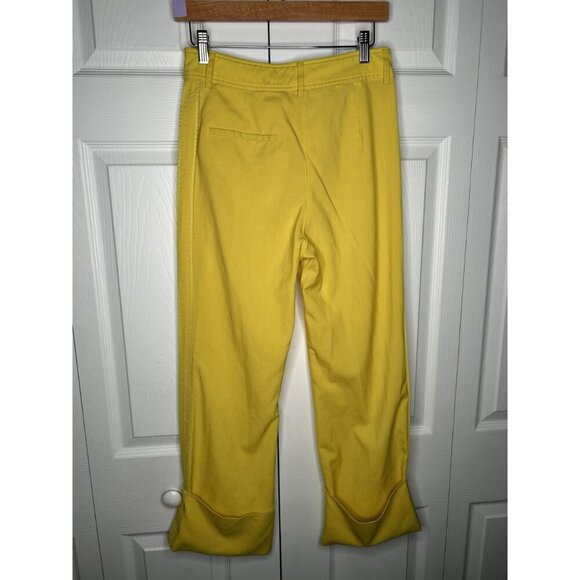 Rochas Orson Yellow Japanese Wool Cuffed Pants Women's Size IT 40 - Picture 9 of 11